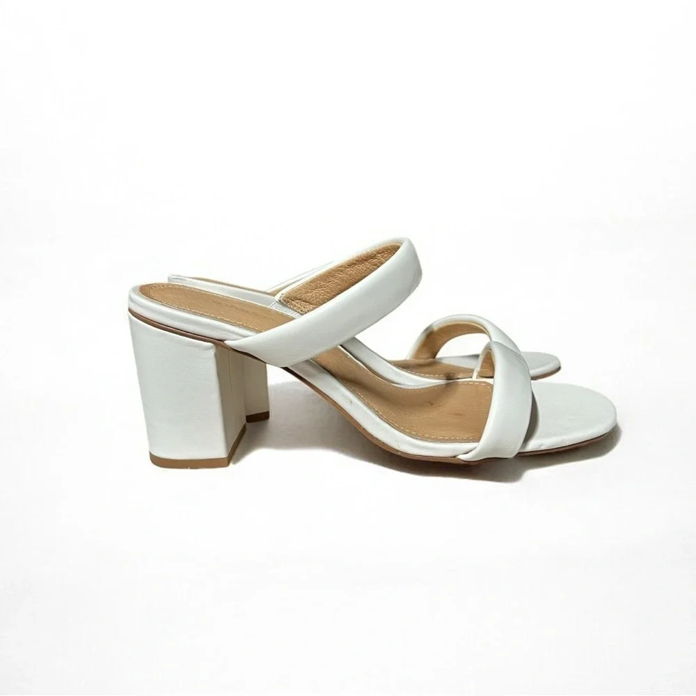 🌻Soludos Ines White Leather Heels | Women's Size 7